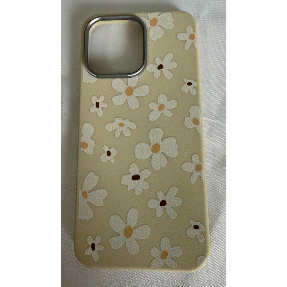 iPhone 14 Pro Max+/iphone15 Pro Max Case Floral Design Cream Color Background